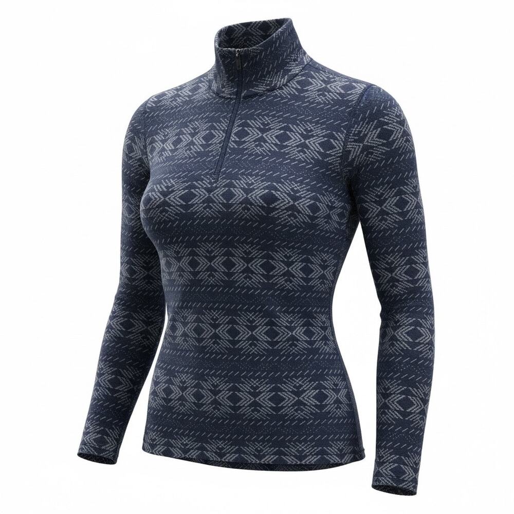Icebreaker Vertex Base Layer Top Half Zip Womens Medium Merino Wool 260g Blue